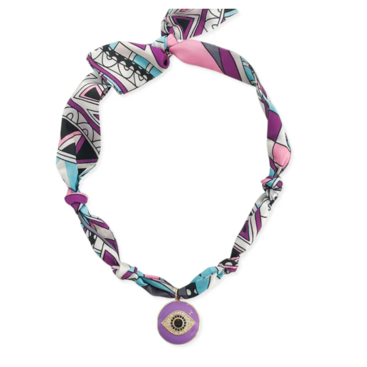 Lavender Eye / Geometric Scarf Charm Necklace