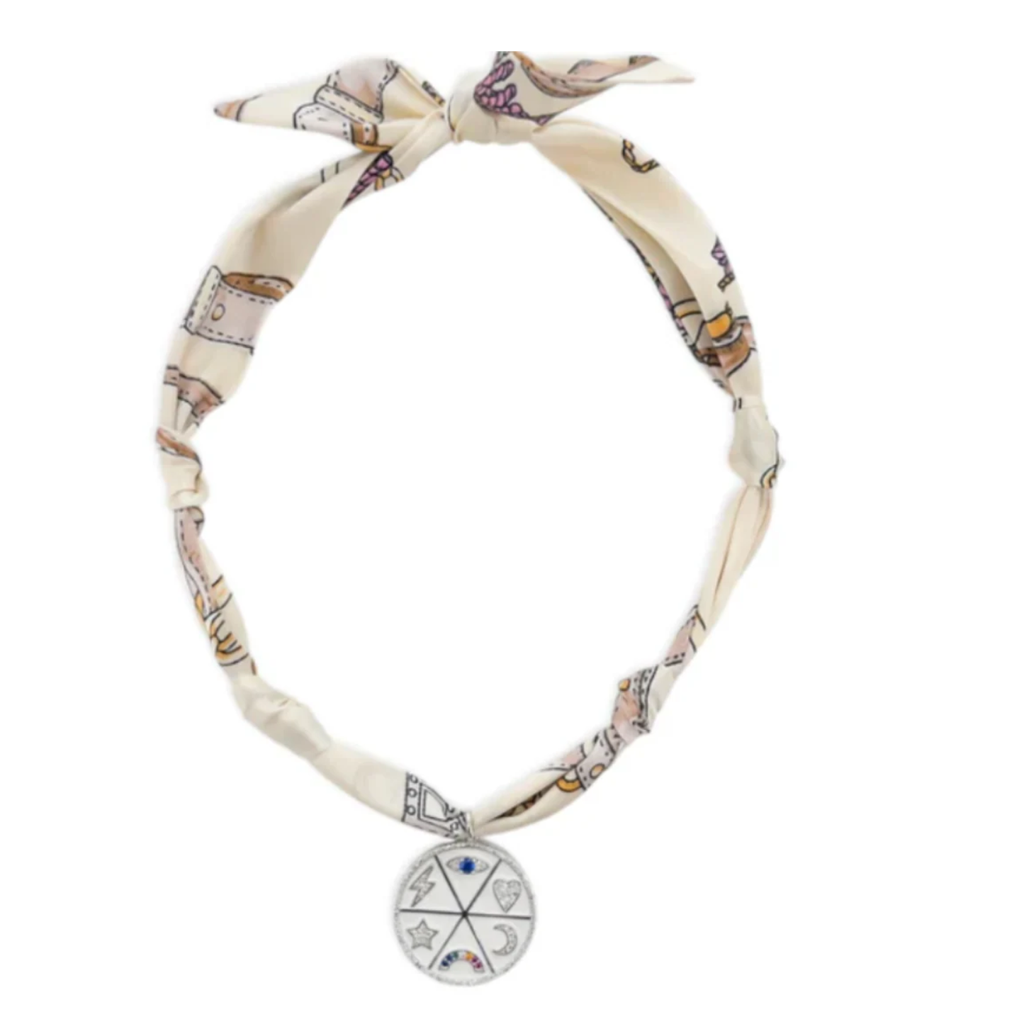 Beige & Pink Scarf Symbol Charm Necklace