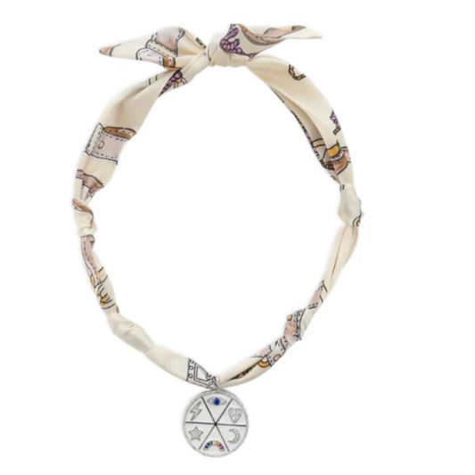 Beige & Pink Scarf Symbol Charm Necklace
