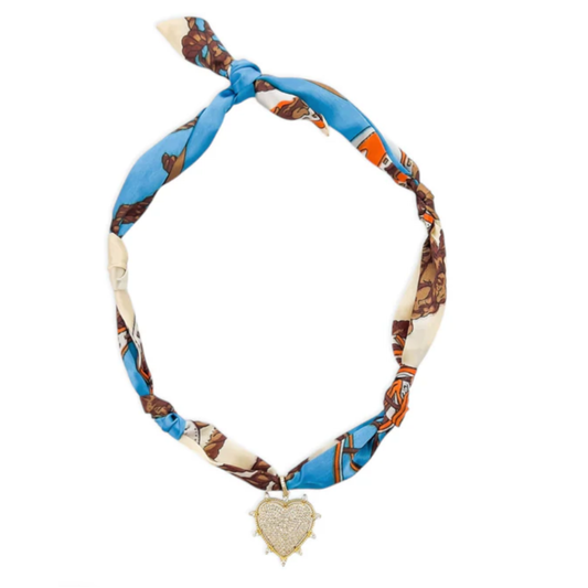 Heart / Rope & Wheel Scarf Charm Necklace