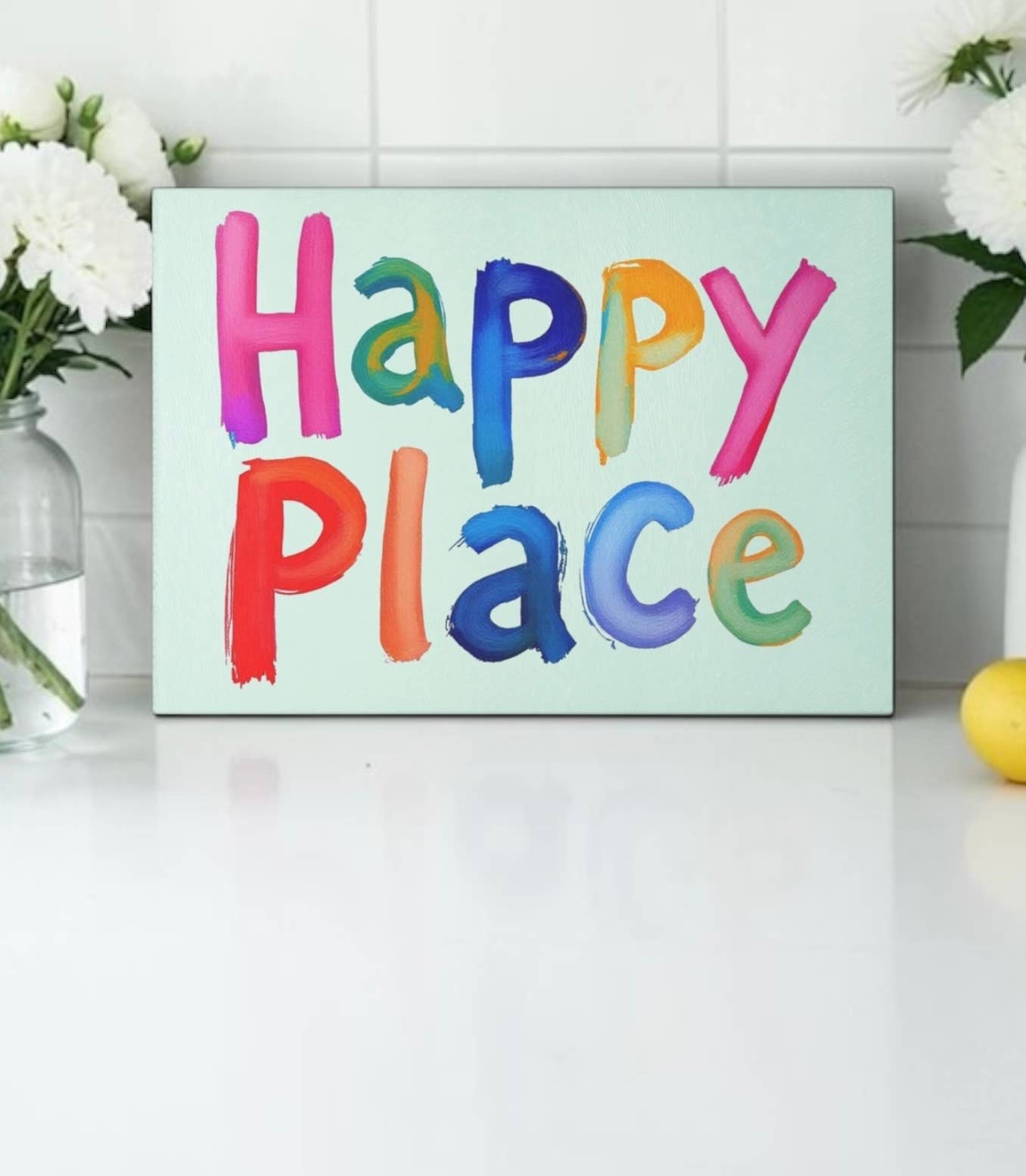 Happy Place  Art   Cutting Board Serving Platter     