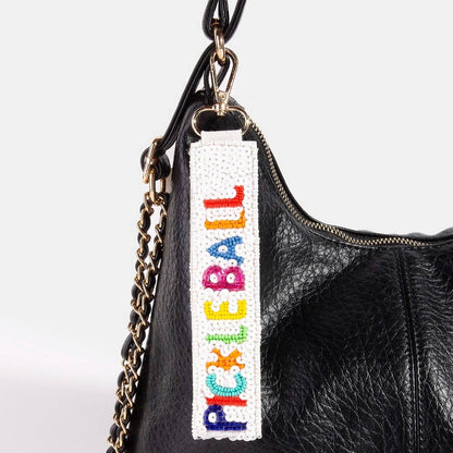 Pickle Baller Seed And Sequin Beaded Keychain