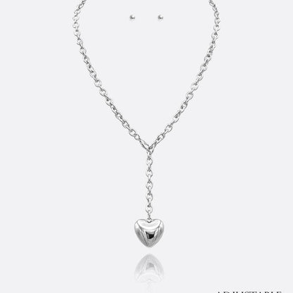 ADJUSTABLE CHAIN PUFFY HEART NECKLACE  K-10047