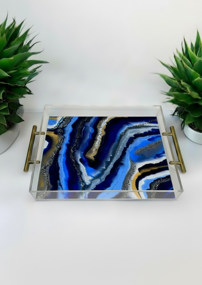 Blue Agate  Acrylic Tray Accent Tray