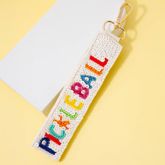 Pickle Baller Seed And Sequin Beaded Keychain