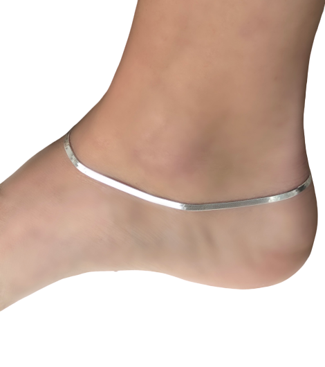 Herringbone Silver Anklet