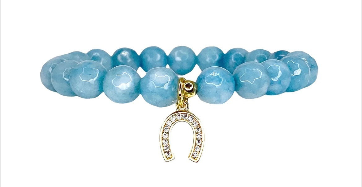 Alicia Blue Quartz Lucky Horseshoe Gemstone Bracelet