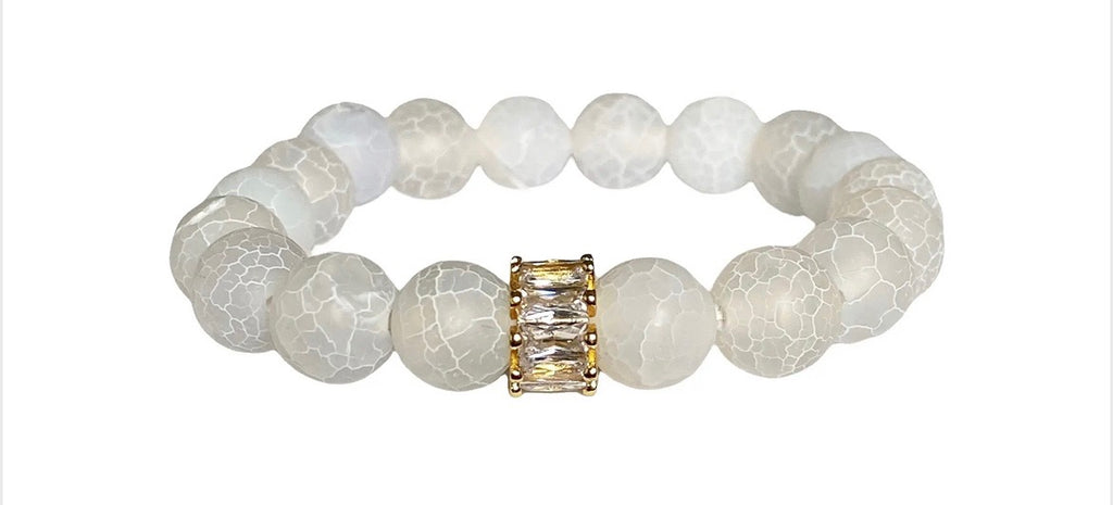 Mindi Whispering White Evil Baguette Gemstone Bracelet