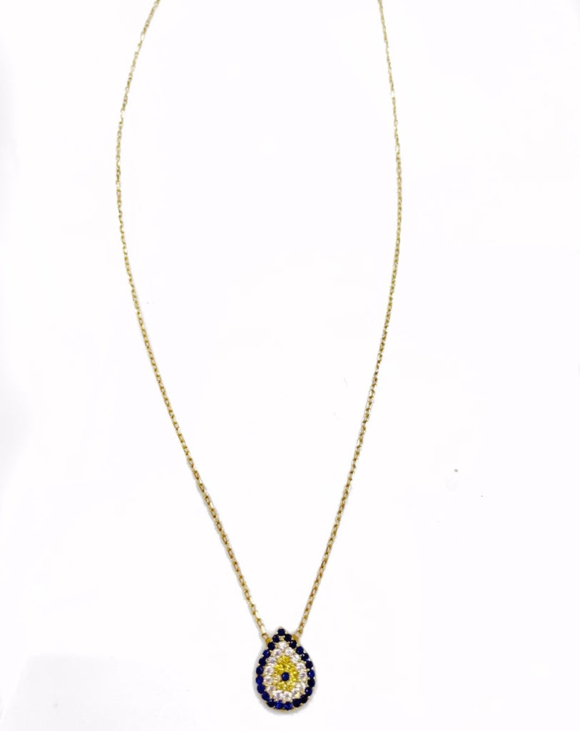Rain drop evil-eye necklace