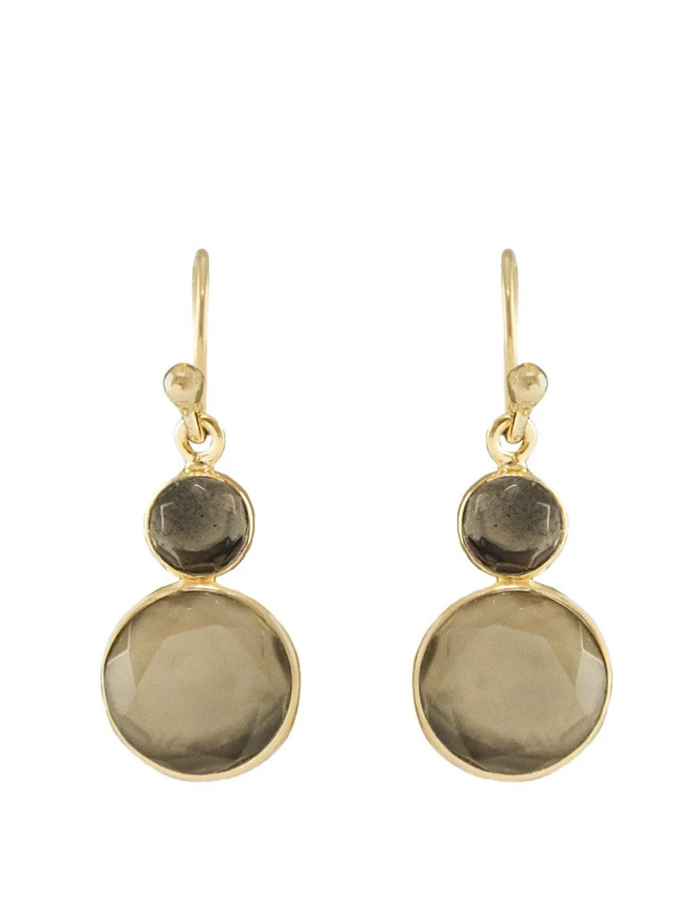 Dena Earrings with Pyrite & Smoky