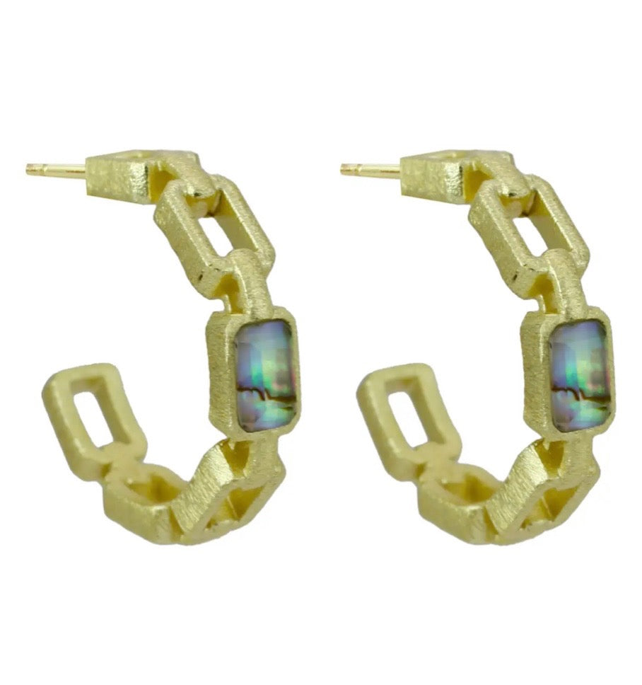 Eloa Hoop Earrings with Abalone Stone