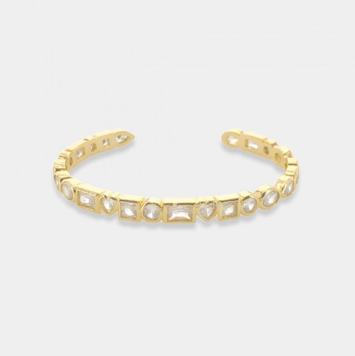 Clear CZ Studded Shapes Cuff