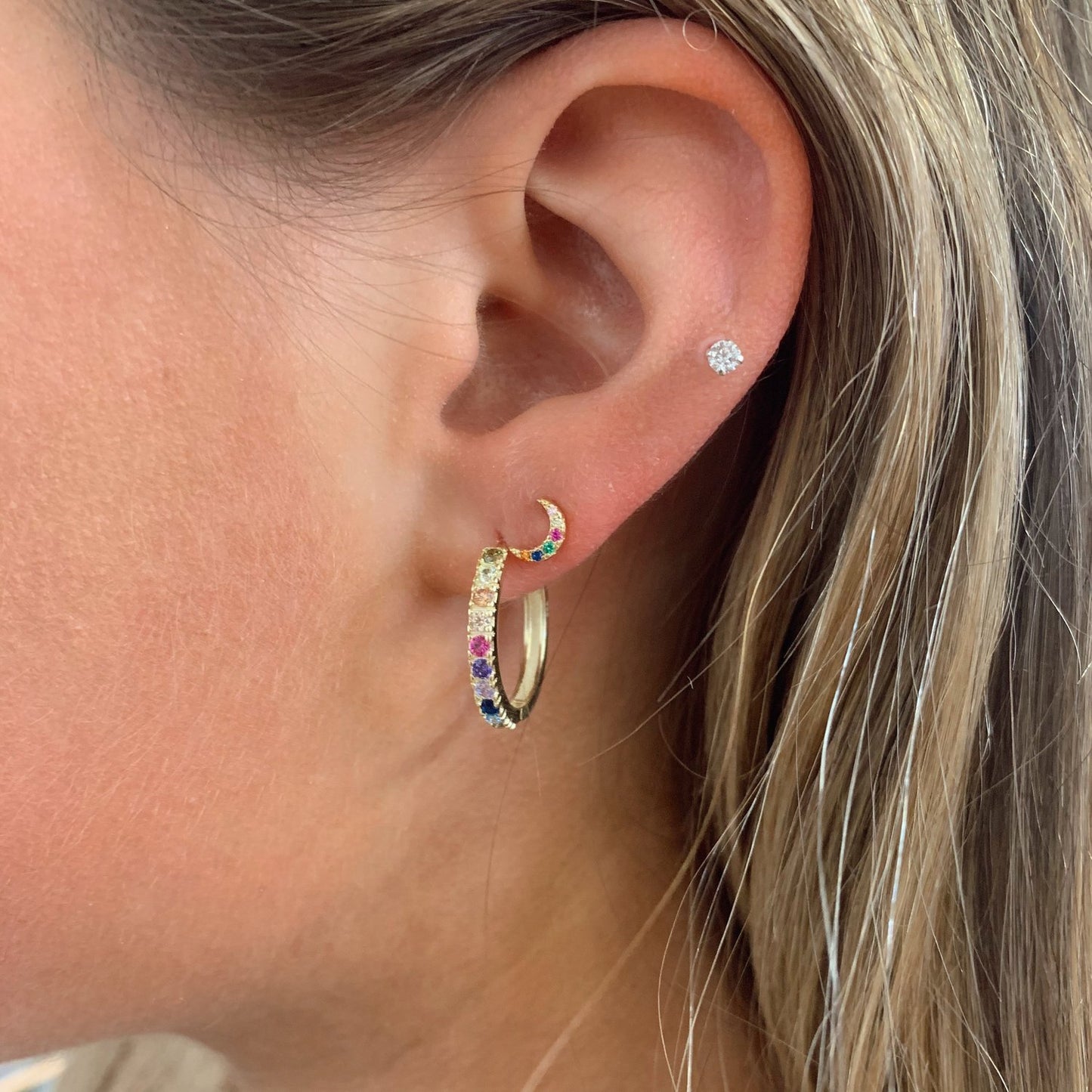 Rainbow Moon Studs