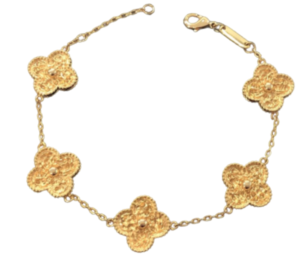 gold clover bracelet with cz 
