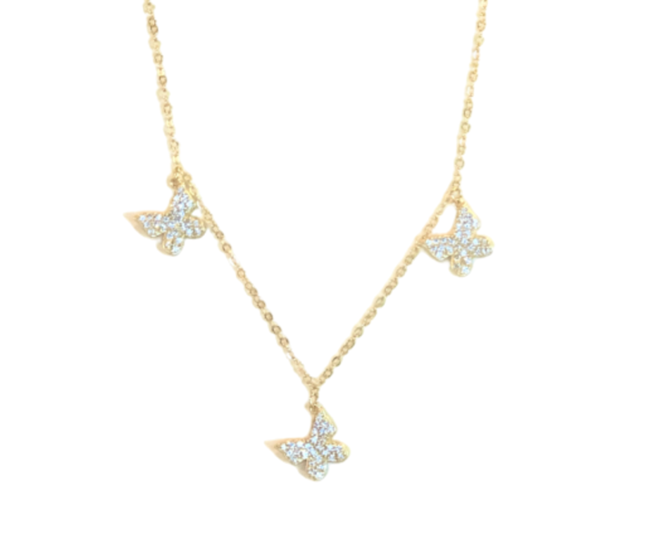 Triple Hanging Butterfly Necklace