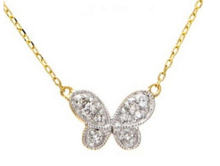 gold diamond butterfly necklace  