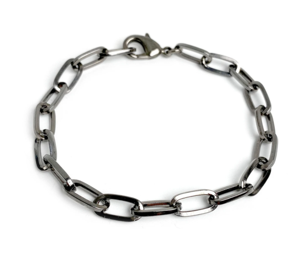 gunmetal paperclip chain bracelet