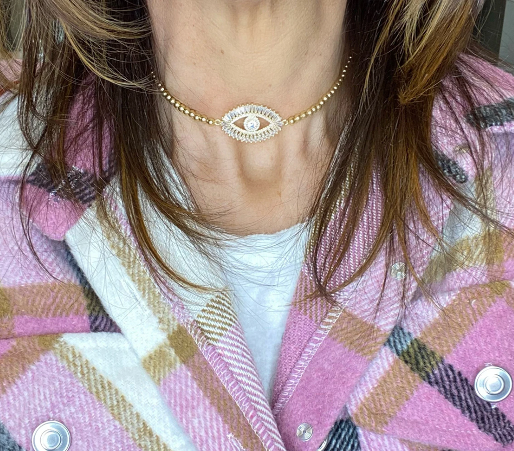 Glamorous Evil Eye Choker Necklace