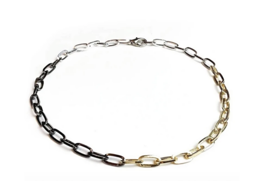 Rectangle Link TriColor Choker