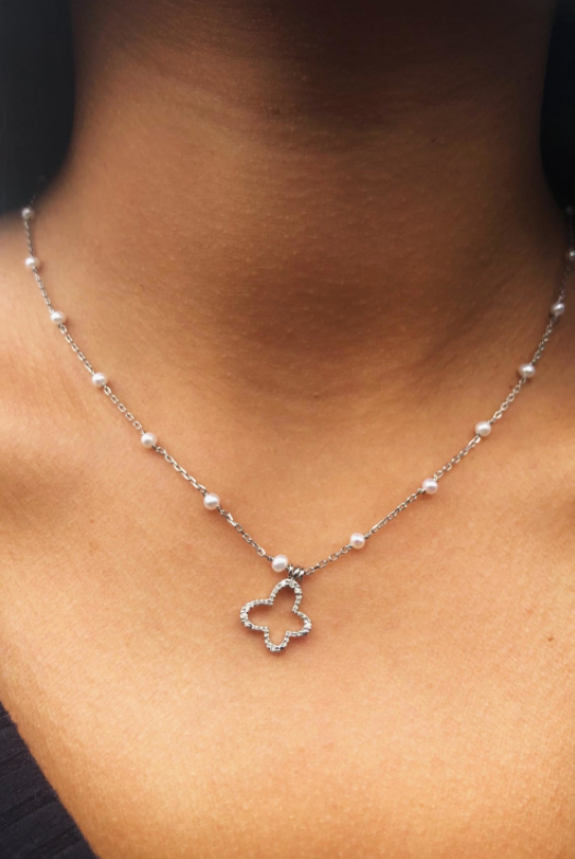 Butterfly Pearl-Diamond Necklace