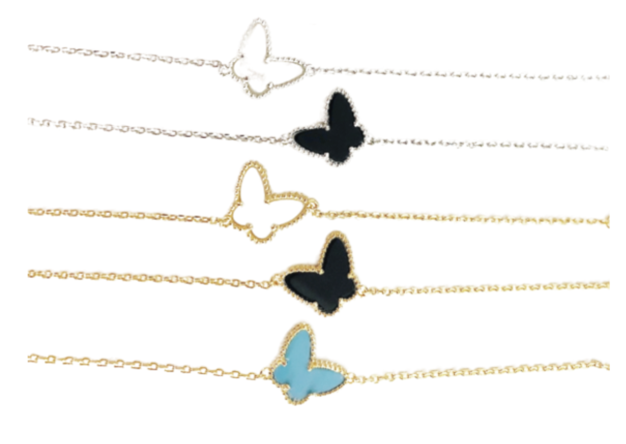 dainty butterfly bracelet on chain