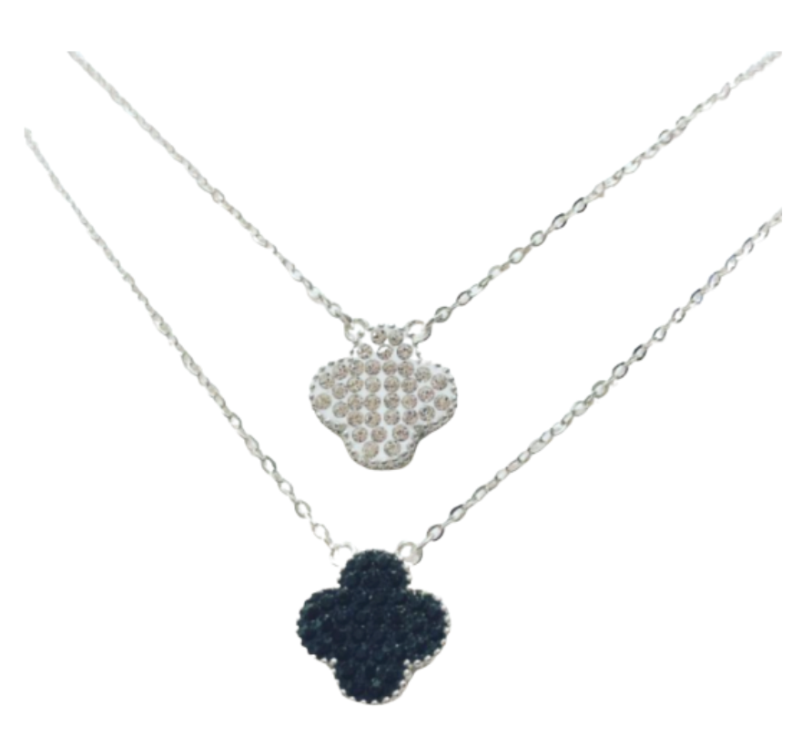 Double Sided CZ Clover Necklace