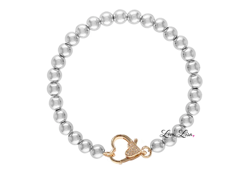 Sweet Heart Clasp Beaded Bracelet