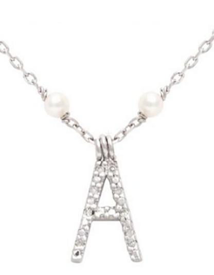 Initial Pearl Diamond Necklace