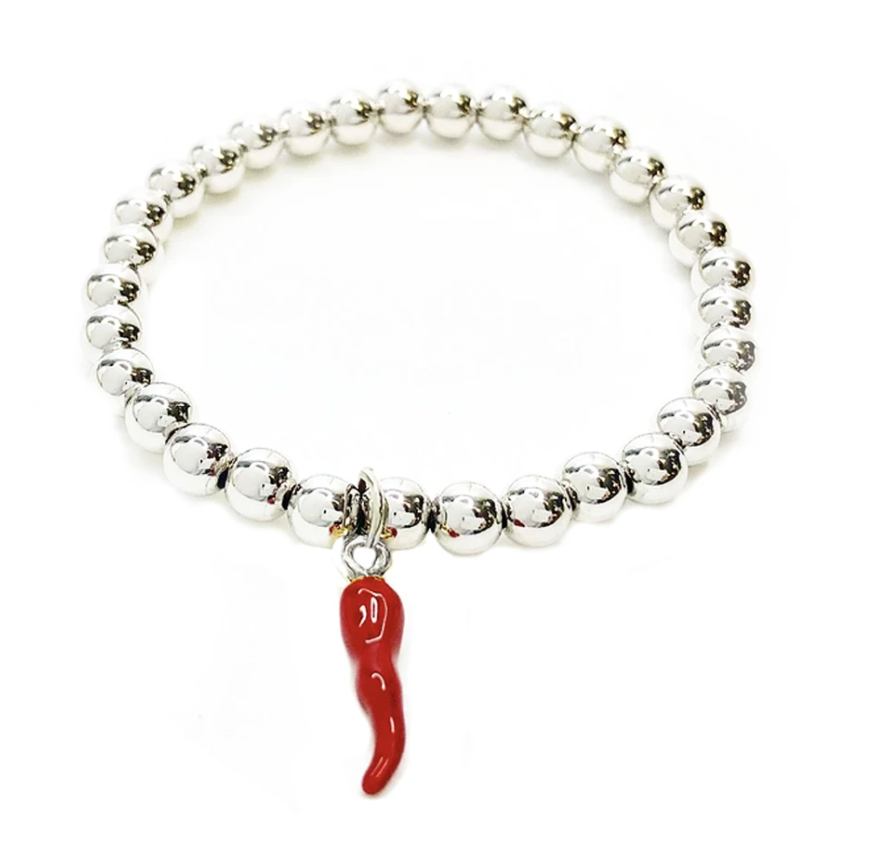 Single Horn Cornicello (Corno) Charm Bracelet