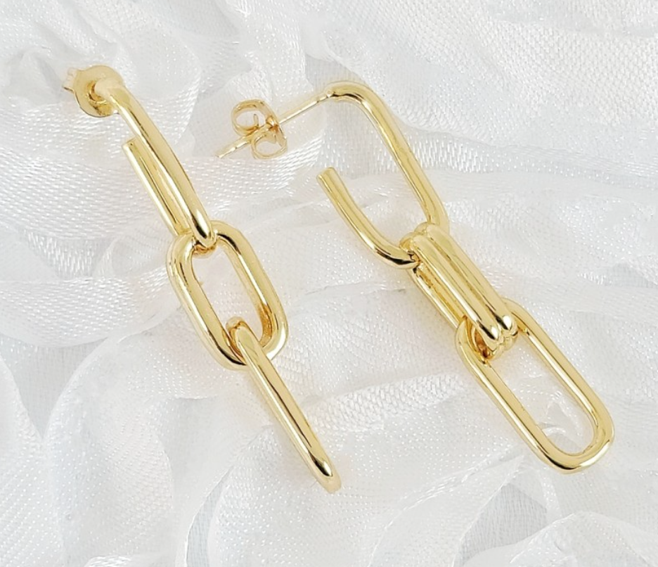 Triple Paperclip Link Earrings