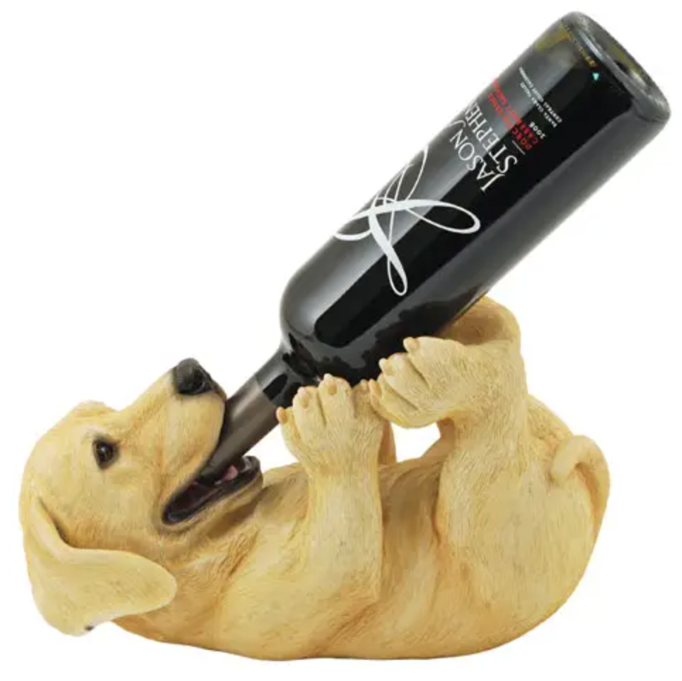 playful puppy wine bottle holder 