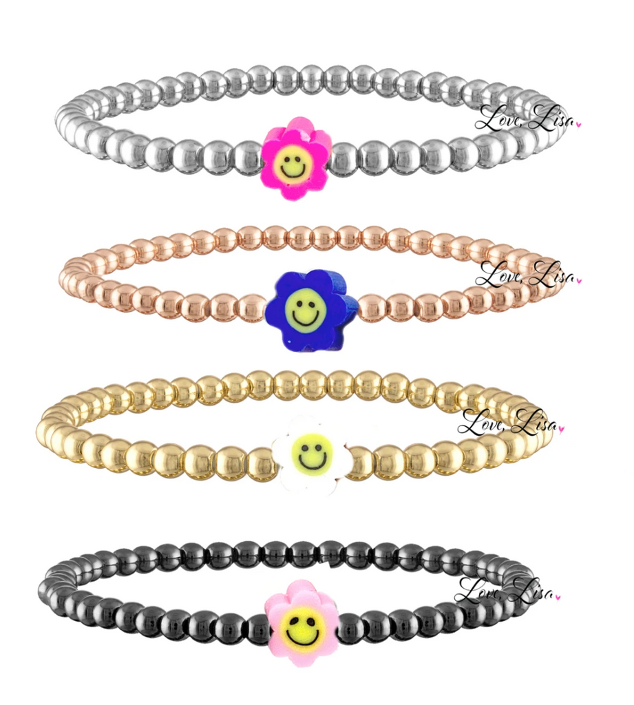 Stretchy colorful smiley bracelet