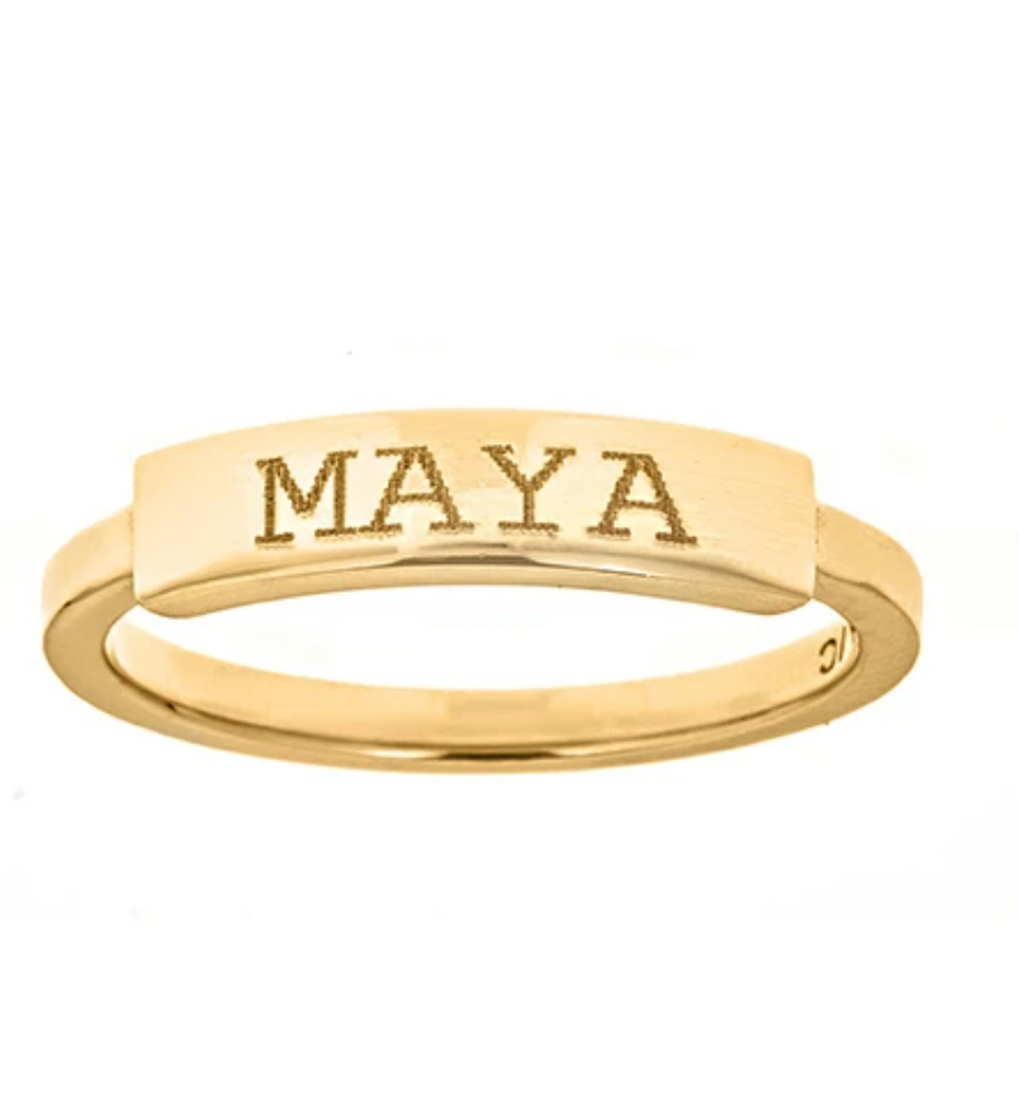 Personalized 14k Engravable Bar signet Ring