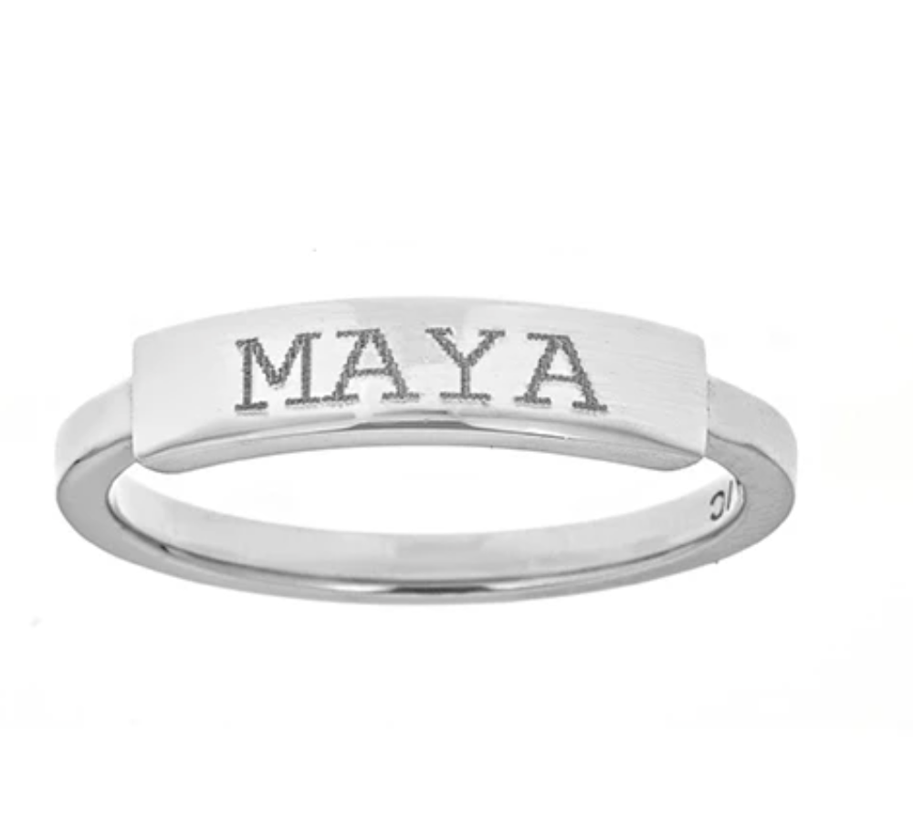 Personalized 14k Engravable Bar signet Ring