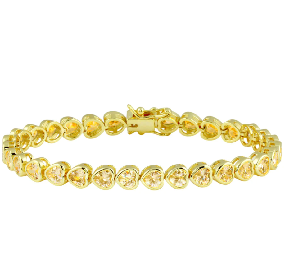 Bezel Heart Tennis Bracelet