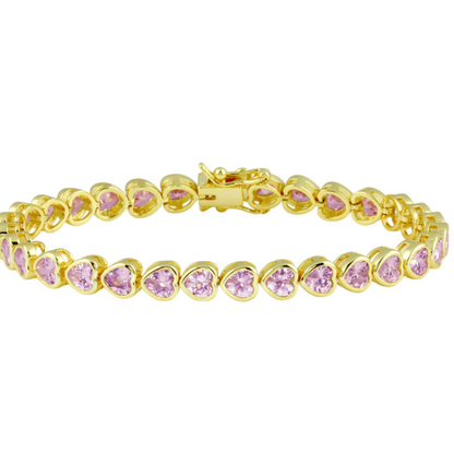 Bezel Heart Thin Tennis Bracelet