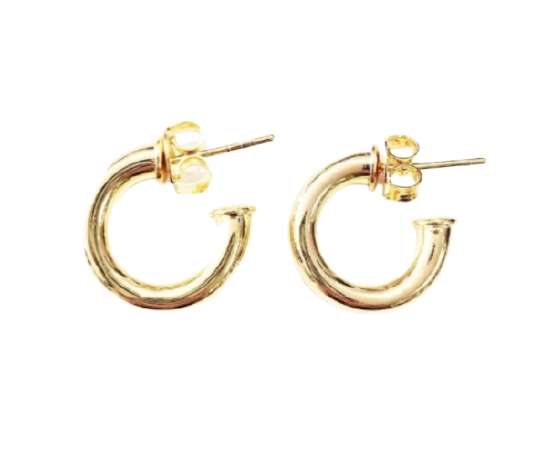 thick gold tube hoop earring