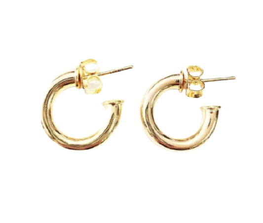 thick gold tube hoop earring