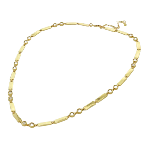 Double Bar and CZ Necklace