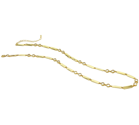 Double Bar and CZ Necklace
