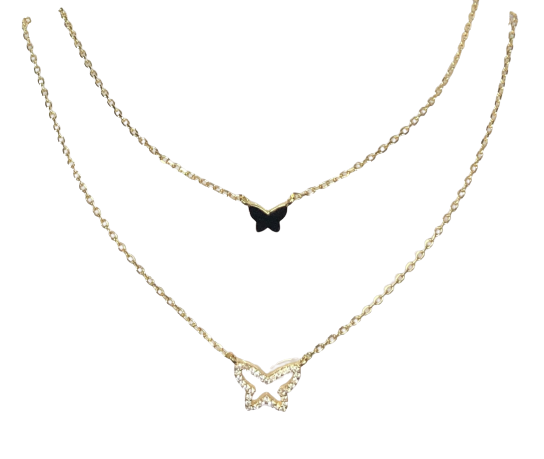 Double Layered Open Butterfly Necklace