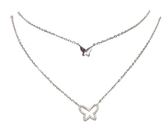 Double Layered Open Butterfly Necklace