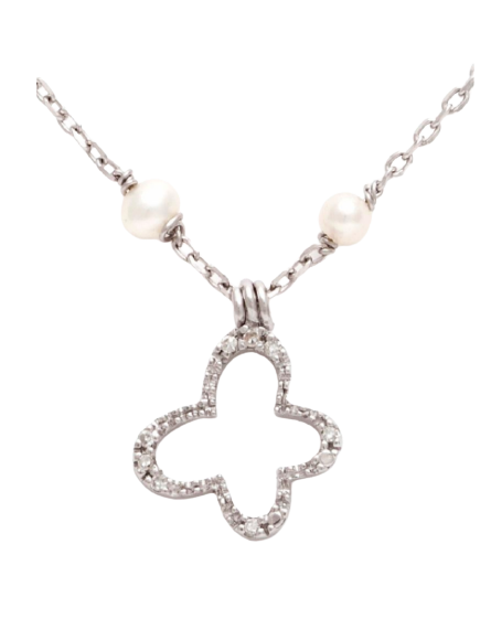 pearl and diamond butterfly necklace 