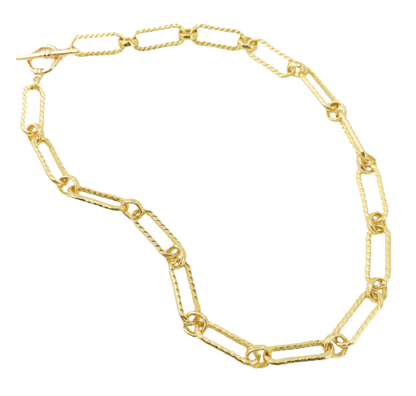 Gold Patterned Paperclip Necklace