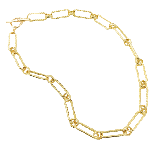 Gold Patterned Paperclip Necklace