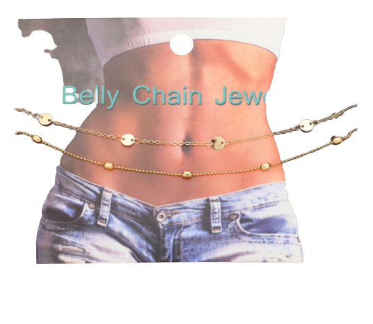 METAL DISC LINK DOUBLE LAYERE GOLD BELLY CHAIN JEWELRY