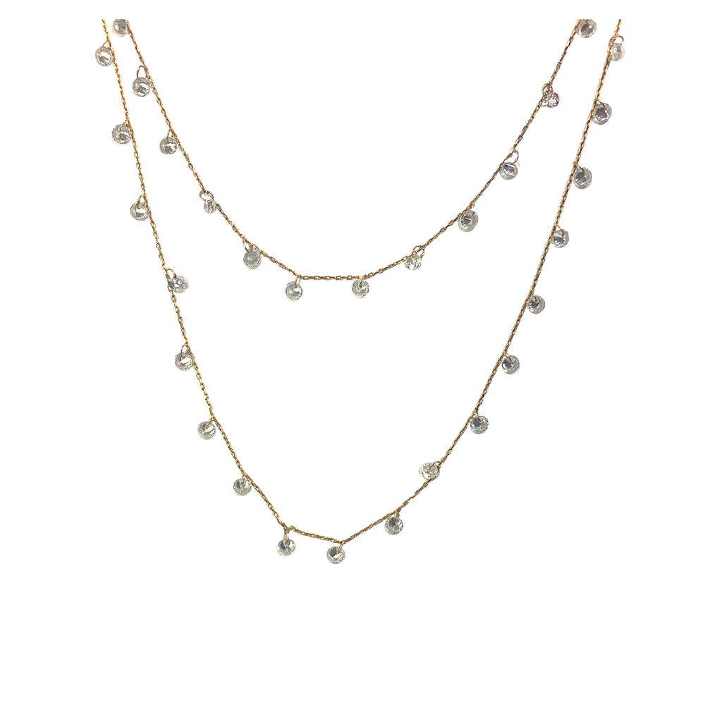 Gold Drop Gem Layer Necklace