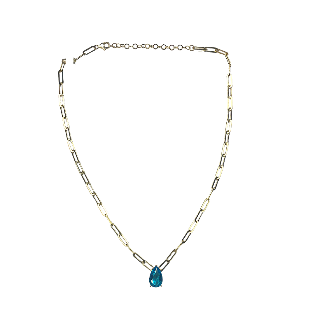 Aqua Gem Chain Necklace