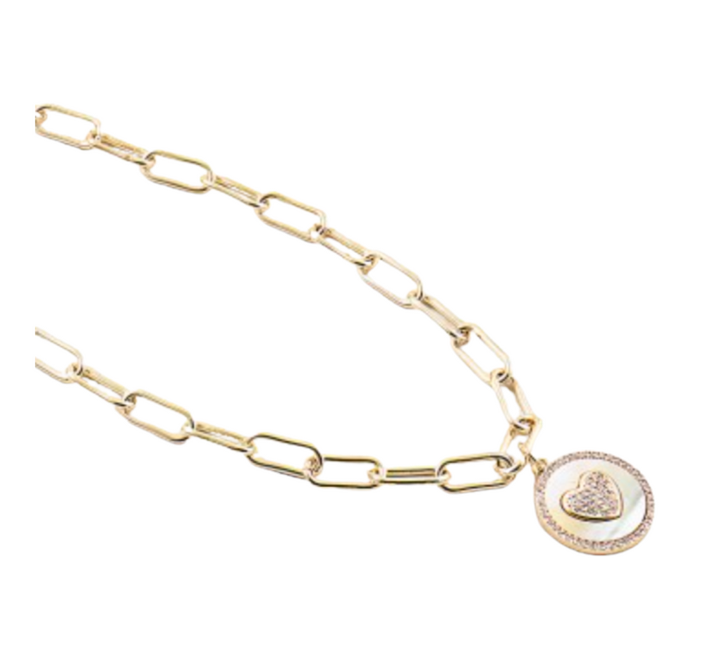 Gold Paperclip Heart Necklace