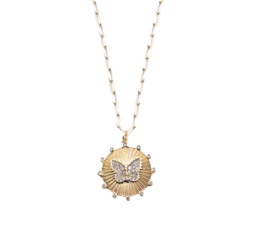Paperclip Butterfly DIsc Necklace